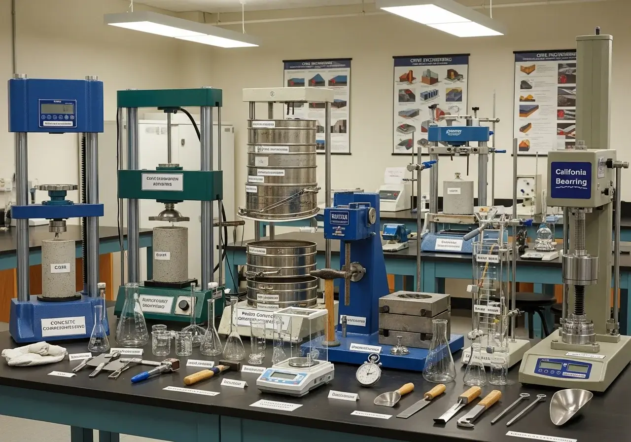 Teknisi Laboratorium Sipil Sedang Bekerja